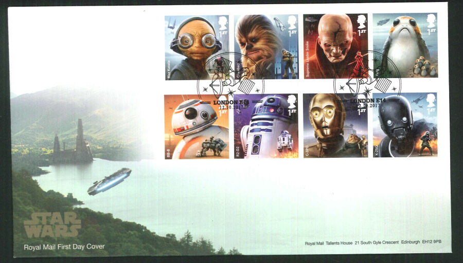 2017 - First Day Cover "Star Wars", Royal Mail, London E14 Pictorial Postmark
